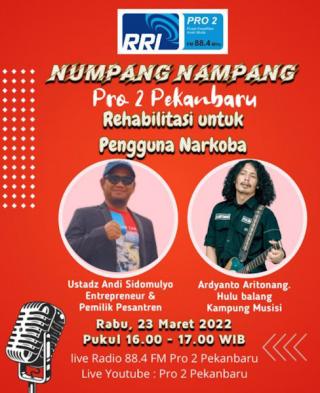 Ustadz Andi Sidomulyo dan Hulubalang Kampung Musisi, mengajak Pemerintah serius tangani narkoba di Numpang Nampang RRI Pro Dua.