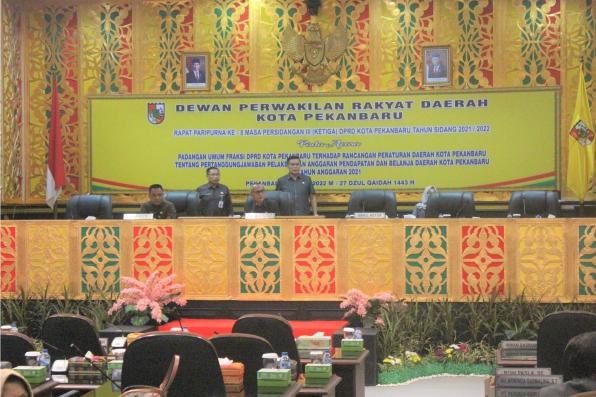 Rapat Paripurna DPRD Pekanbaru, Penyampaian pandangan Umum Fraksi Terhadap Ranperda PPAPD T.A 2021