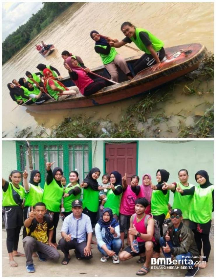 Pertandingan Pacu Sampan Ahtlet team Dayung putra dan putri Porkab (KPB) Riau di Danau Bingkuang, Kampar