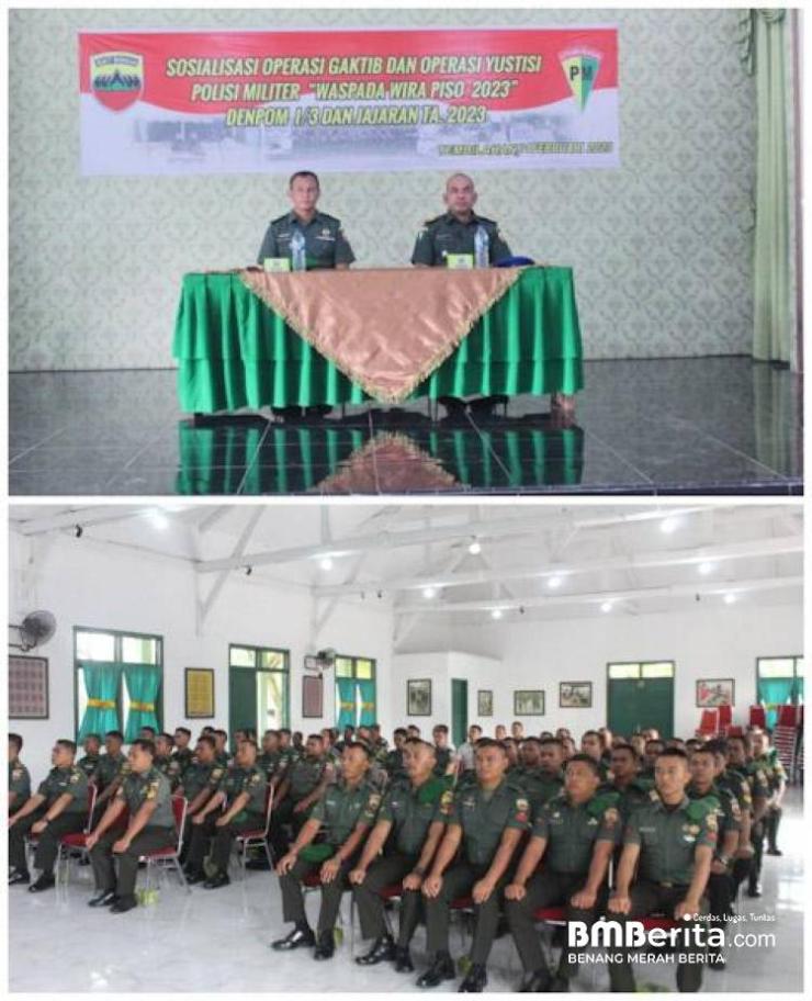 Prajurit Kodim 0314/Inhil Dan kodim 0302/Inhu terima sosialisasi dari Subdenpom 1/3-2 Tembilahan