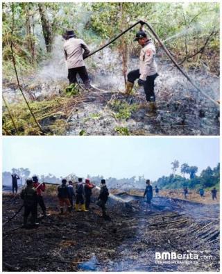 2 Hari Berjibaku Padamkan Karhutla, Kapolres Bengkalis dan Tim Bertekad Pantang Pulang Sebelum Padam