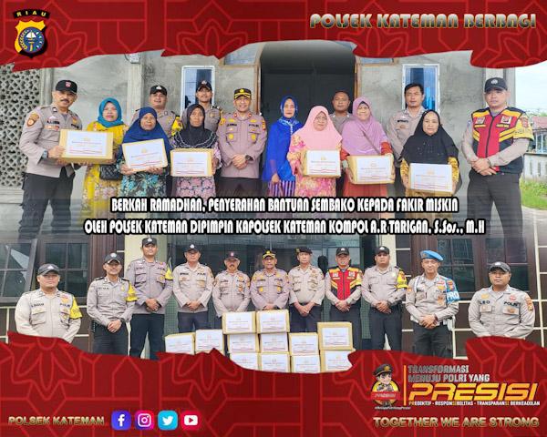 Berkah Ramadhan, Polsek Kateman Berbagi Sembako Kepada Masyarakat