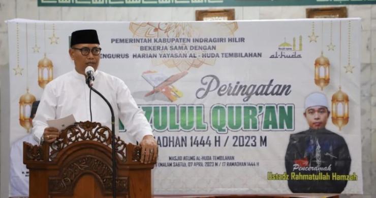 Bupati Inhil Hadiri Peringatan Nuzulul Qurâ€™an di Masjid Agung Al-Huda