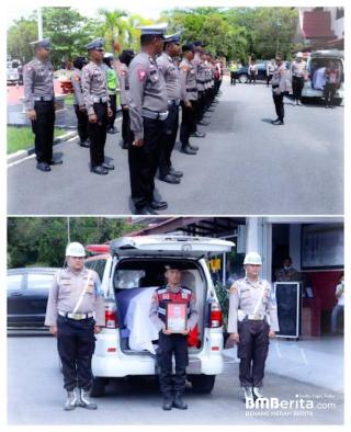 Polres Inhil Gelar Upacara Pengantaran Jenazah Kasat Samapta