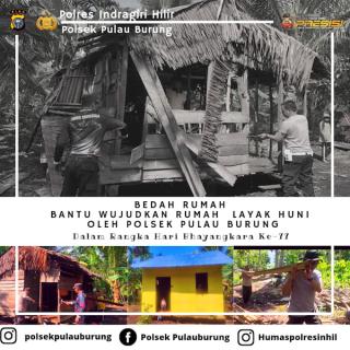 Polsek Pulau Burung Bedah Rumah Tidak Layak Huni Milik Warga 
