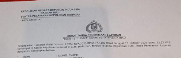 Kuasa Jual Lahan di Desa Tarai Bangun Laporkan Pemilik Tanah Ke Polda Riau Atas Dugaan Tindak Pidana Pemalsuan
