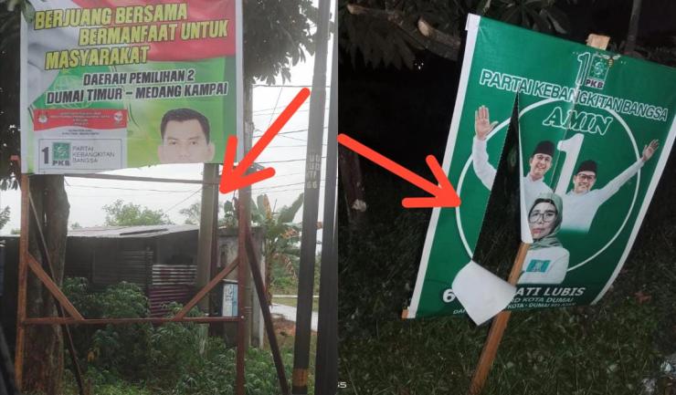 Baliho Caleg PKB Dumai Jadi Sasaran OTK
