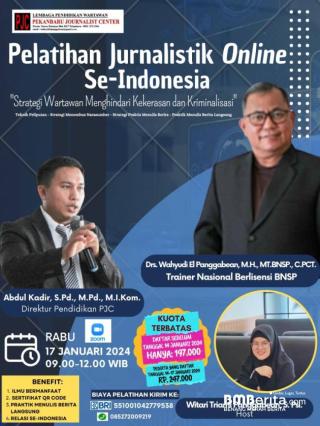 Pendaftaran Dibuka Untuk Umum, PJC Akan Laksanakan Pelatihan Jurnalistik Online Se-Indonesia