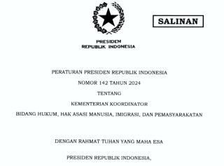 Presiden Prabowo Teken Kepres Tentang Kementerian Koordinator Bidang Hukum, Hak Asasi Manusia, Imigrasi, dan Pemasyarakatan