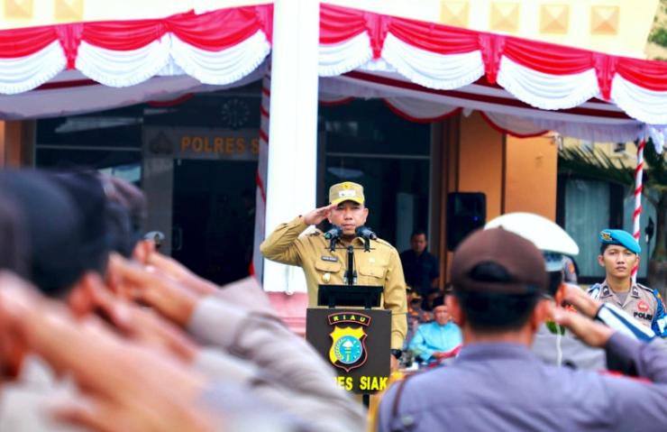 Wakil Bupati Siak, Husni Merza, Pmpin Apel Gelar Pasukan Operasi Lilin Lancang Kuning Tahun 2024