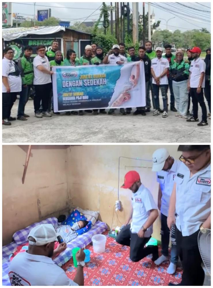 Di Jumat Berkah, PDJI Riau Serahkan Bantuan kepada Adam dan Sarapan Pagi Bersama Komunitas DPO