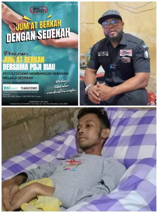 Pimpin Program Jumat Berkah, Tony Roy dan Jajaran PDJI Riau Berikan Santunan Kepada Adam, Sakit yang Dideritanya Tahun 2022