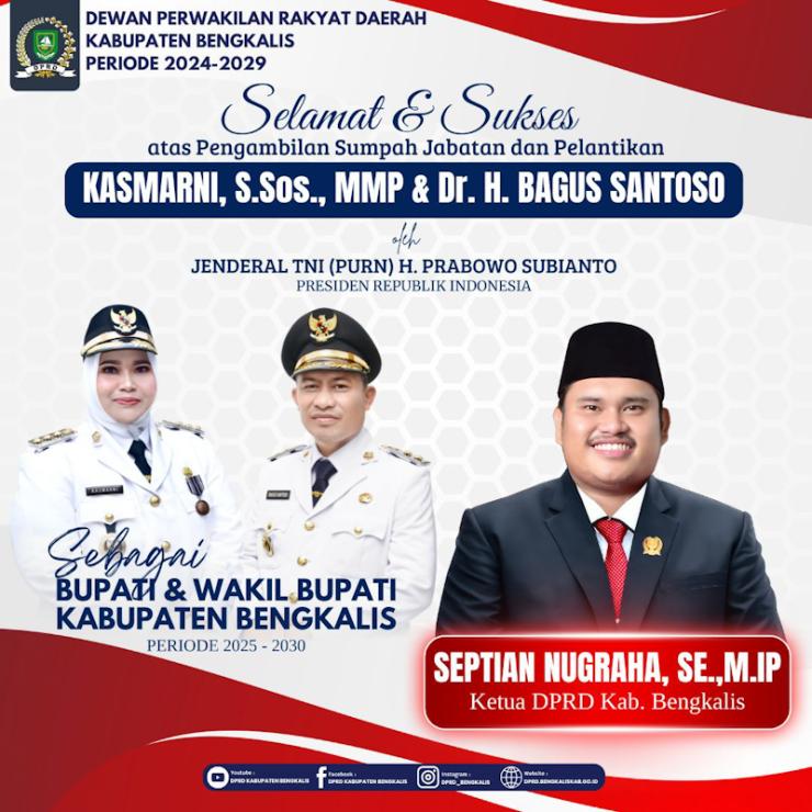 Ketua DPRD Mengucapkan Selamat dan Sukses kepada Bupati dan Wakil Bupati yang Baru Dilantik
