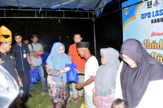 Salurkan 50 Paket Sembako, Bupati Kasmarni Apresiasi DPD LMR Bengkalis