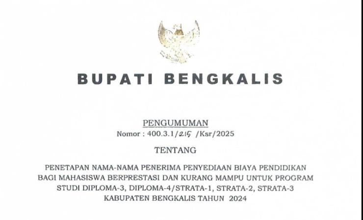Bupati Kasmarni Tepati Janji, Pemkab Bengkalis Umumkan Penerima Beasiswa 2024