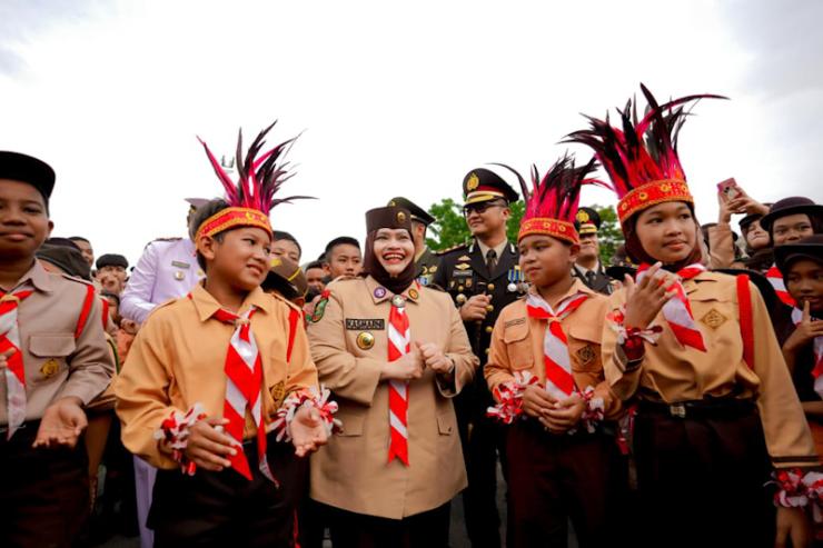 Bupati Kasmarni Pimpin Apel HUT Pramuka ke-64, Pramuka Merupakan Pilar Ketahanan Bangsa Menuju Indonesia Emas 2045