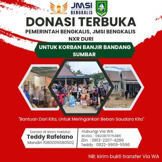 Pemkab Bengkalis, JMSI, dan NXR Duri Kolaborasi Buka Open Donasi untuk Korban Bencana Sumatera Barat