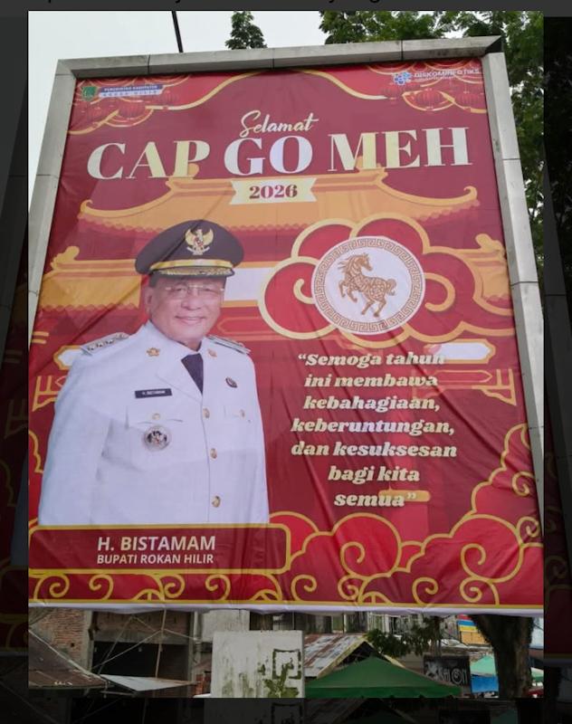 Diskominfotiks Rohil Klarifikasi Terkait Baliho Cap Go Meh Tanpa Foto Wakil Bupati